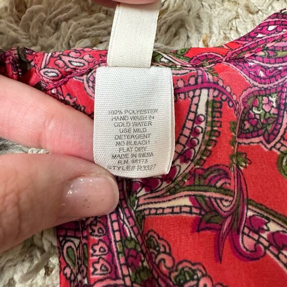 RAGA | Lasting Passion Red Paisley Print Wide Leg Satin Dress w Pockets - Picture 12 of 12